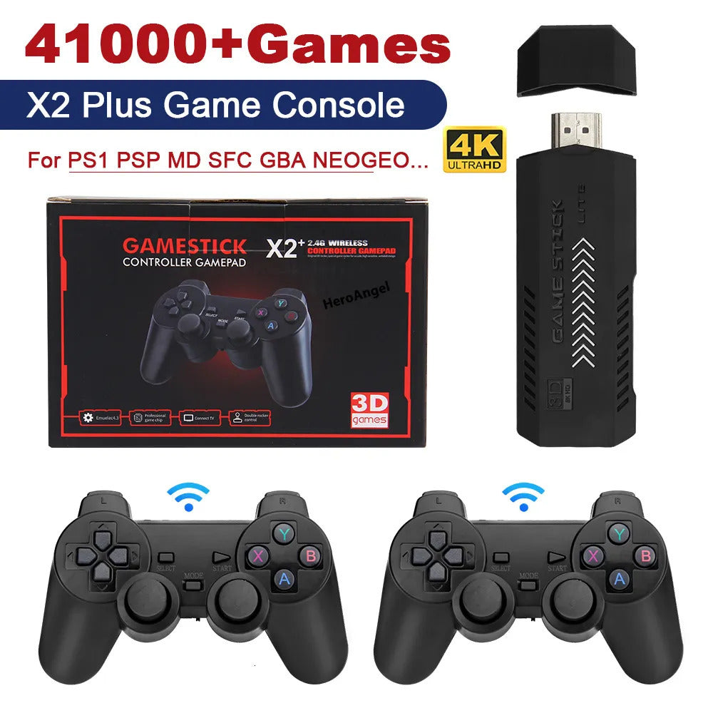 Portable Game Players X2 PLUS Video Stick 1080P Console 2 4G Double Wireless Controller 41000 Games 128GB Retro for PSP PS1 FC Boy Gift 231019