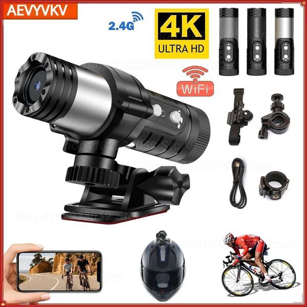 Sports Action Video Cameras 4K Full HD Wifi Portable Camera Waterproof and Anti Shake Sports Cameras Bicycle Motorcycle Helmet Cam Flashligh