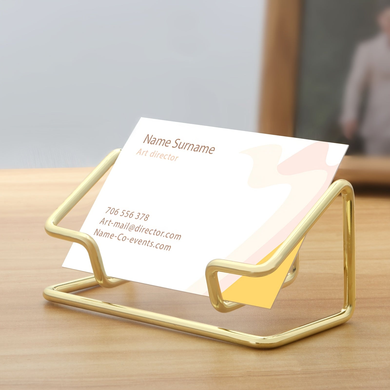 TEMU 1pc Metal Business Card Holder - Floating -saving Desktop Organizer, Durable Iron Construction For Home Office & Professional (no Cards