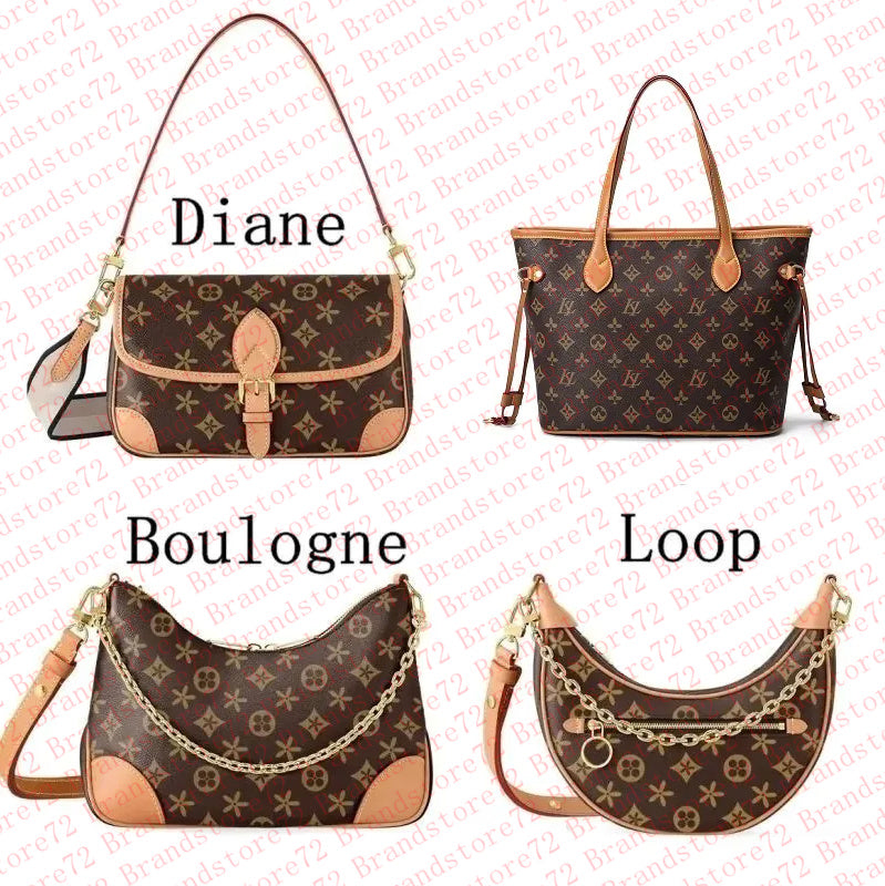 Designer Bag Shoulder Bag Tote Women Crossbody Bags Leather Old Flower Diane Baguette Handbag Large-capacity Canvas Strap Embossed Letters Louise ba