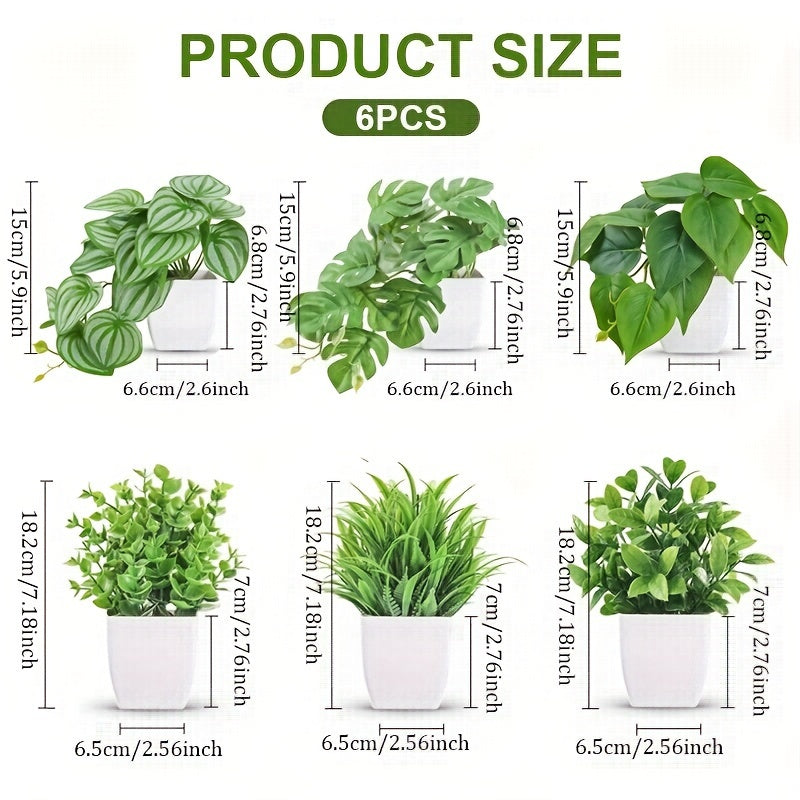 TEMU Der Rose 6pcs Fake Plants Small Artificial Plants For Home Office Desk Bathroom Aesthetic Farmhouse Room Decor Indoor