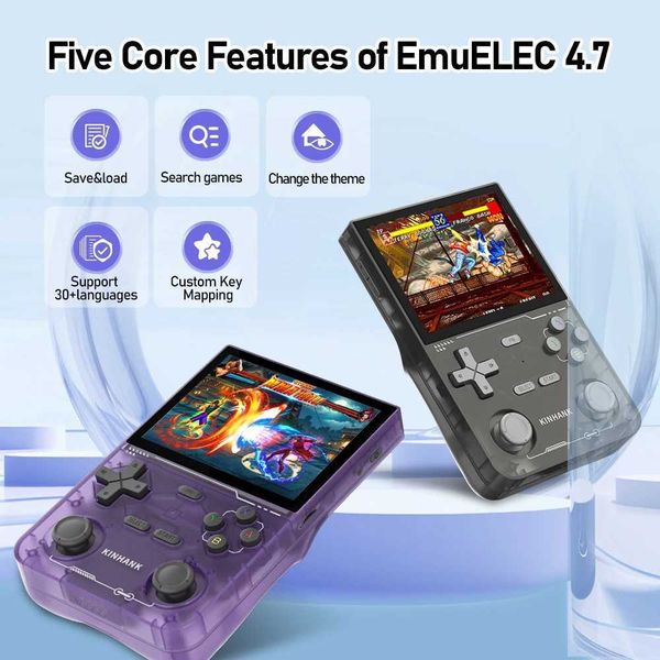 High Quality KINHANK Open Source K36 Retro Handheld Video Game Console Game Simulator 500nit 3.5-inch Ips Screen O241210