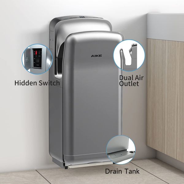 AIKE Bathroom Hand Dryer with HEPA Filter High Speed Premium Vertical Automatic Hand Dryer for Commercial and Domestic Locations