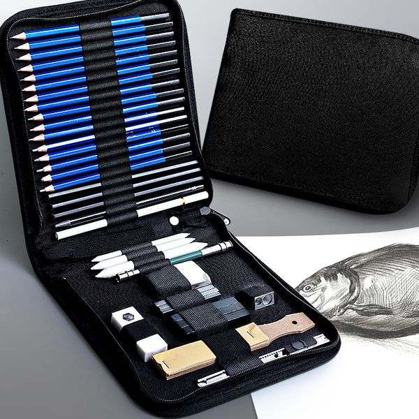 Pencils 37-50-100pcs Professional Drawing Pencils Sketch Set Complete Artist Kit Pencil Bag Case Includes Color Pencil Sharpener Eraser 2303