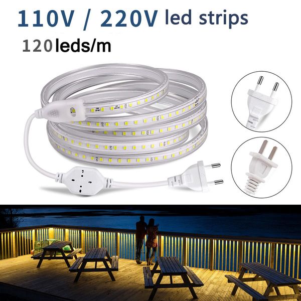 LED strips Under Cabinet Light 220V EU -110V US Plug 1m 2m 5m 15m 20m Waterproof IP67 Advertising decorative lighting for Kitchen Closet