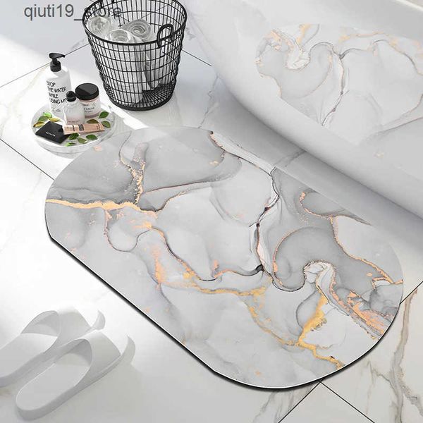 Bath Mats Luxury Nordic Diotomite Bathroom Mat Bathroom Carpet Anti slip Super absorbent Floor Mat Quick drying Shower Toilet Mat J241206