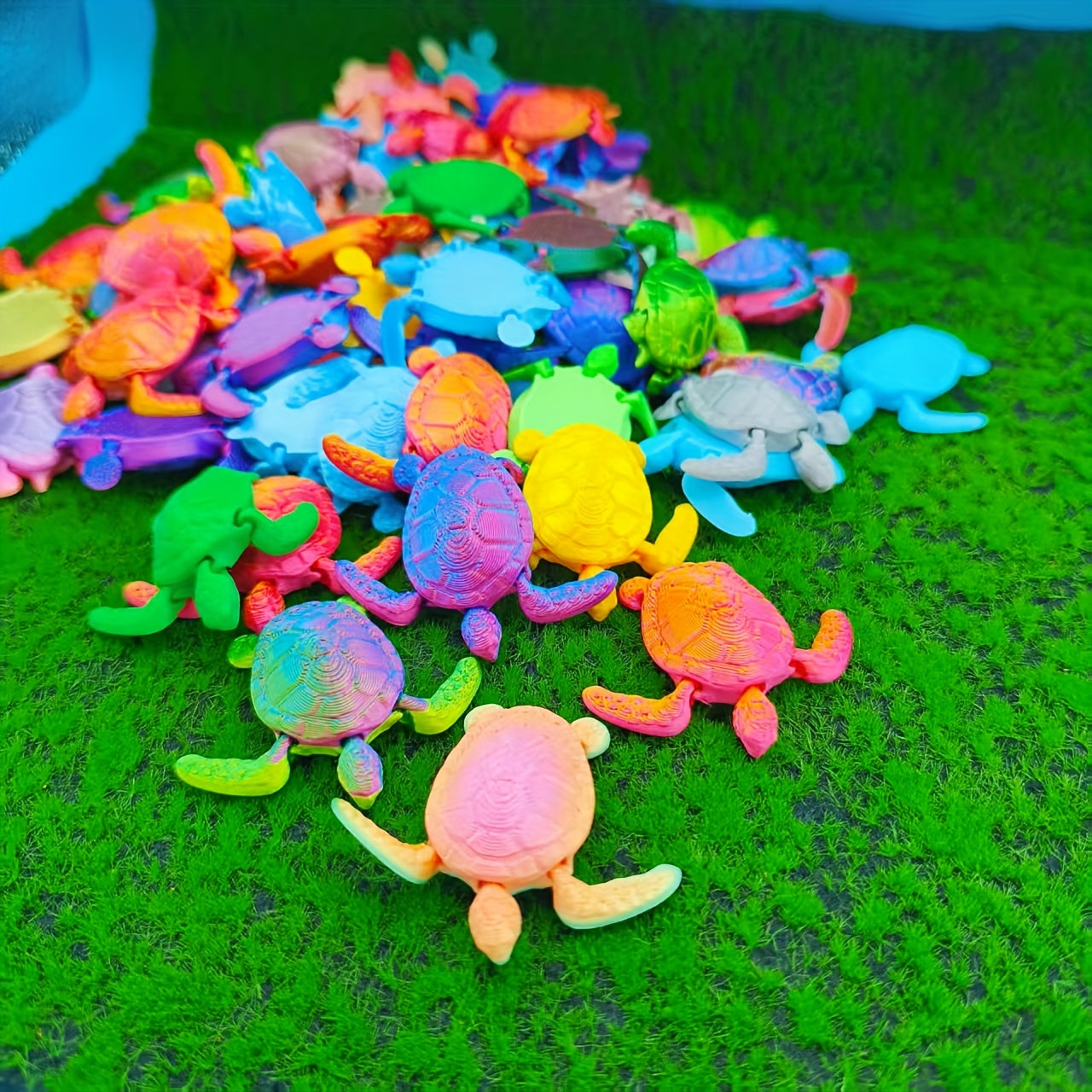 TEMU 21pcs Colorful 3d Printed Small Turtle- Suitable For Garden And Home Decor, Desktop Ornaments, Collectible Patio Lawn Art- Indoor And Outdoor