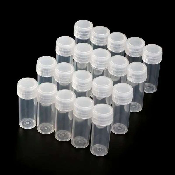 20Pcs 5Ml Plastic Test Tubes Vials Sample Container Powder Craft Screw Cap Bottles For Office School Chemistry Supplies