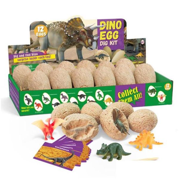 Games Novelty Dinosaur Egg Digging Blind Box Toys Archaeological Excavation Stone Animals Boxes 12 Pcs-Boxtoys For Boy And Girl Drop D Dhwv4