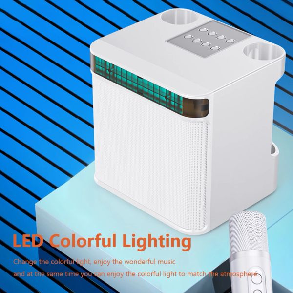 Family Karaoke Machine with Dual Microphone Outdoor Karaoke RGB Lights Bluetooth-compatible 5.0 for Outdoor Party Live Broadcast