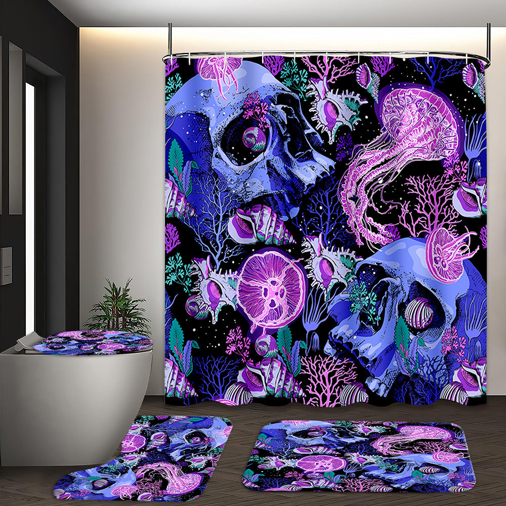 YL-37546 waterproof polyester digital printed marble pattern shower curtain bathroom double layer shower curtain