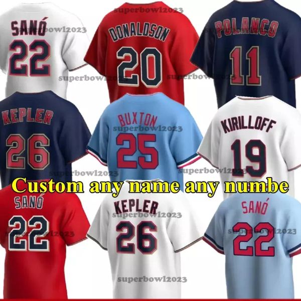 Men Women Youth kids Baseball Jerseys MIGUEL SANO BYRON BUXTON JORGE POLANCO 22 20 JOSH DONALDSON MINNESOTA MAX KEPLER TWINS MICHAEL PINEDA