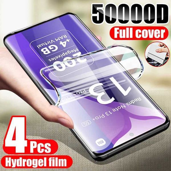 Cell Phone Screen Protectors 4PCS Hydrogel Film For Redmi Note 13 14 12 11 10 9 8 Pro Plus Screen Protector For Redmi Note 12S 11S 10S 9T 8T