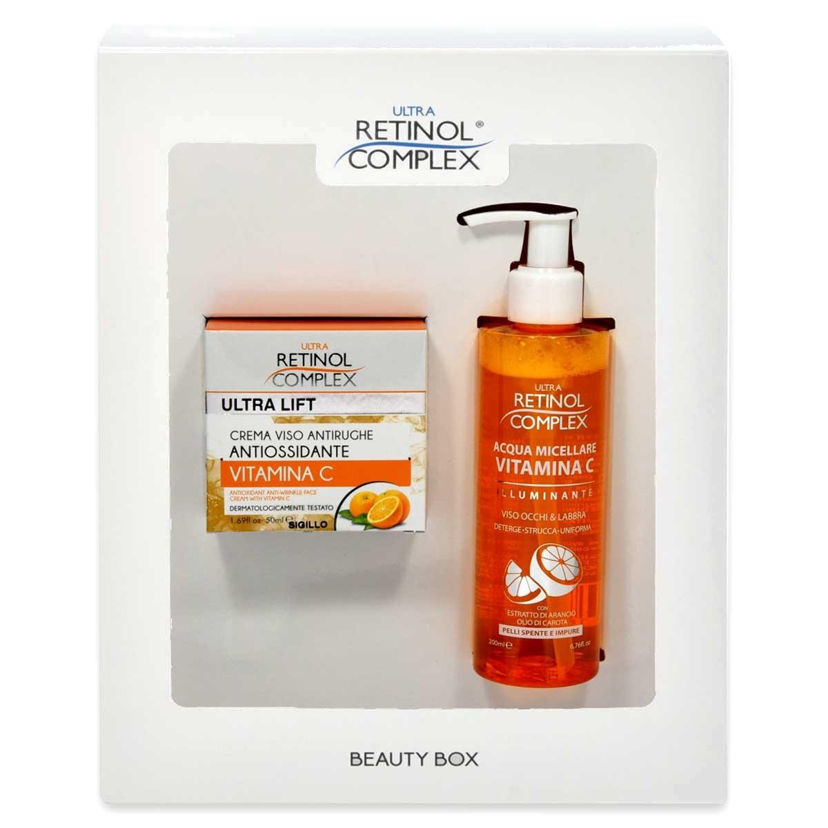 Retinol Complex Beauty Caja crema anti-roja Vitamina C 50 Ml Agua Micelar 200 Ml