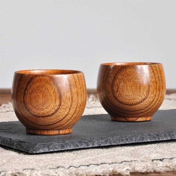 Chinese Kung Fu Wood Tea Set Beer Mug Sour Date Wood Polishing Craft Big Belly Cup Y240813
