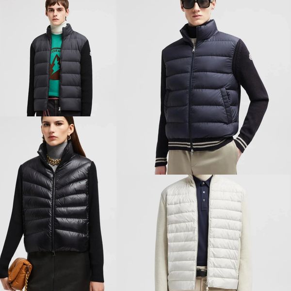 Luxury Designer Women Down Parkas Men&#039;s puffer vest Embroidered Badge Stand Collar Knitted Splice Sweater Lightweight Jacket Sweater Ca