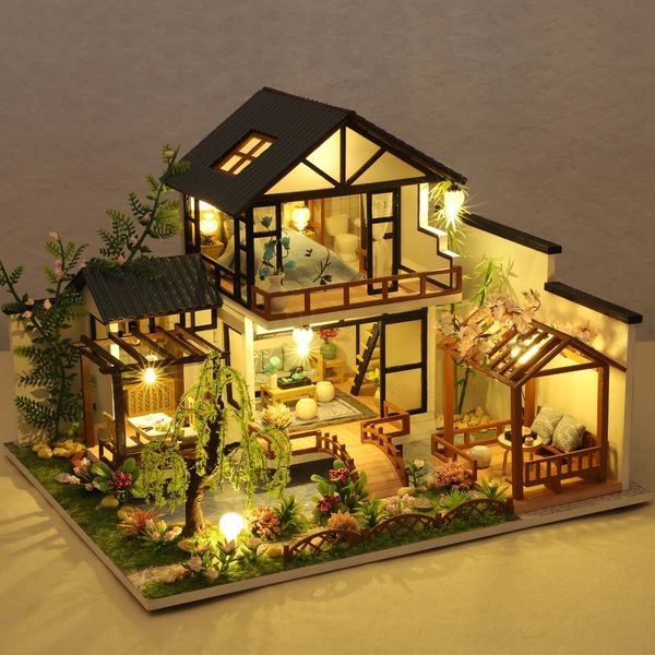 ArchitectureDIY Building Model Doll House 3D Puzzle Mini DIY Kit Production and Assembly of Room Toys Home Bed with Furniture W 231212