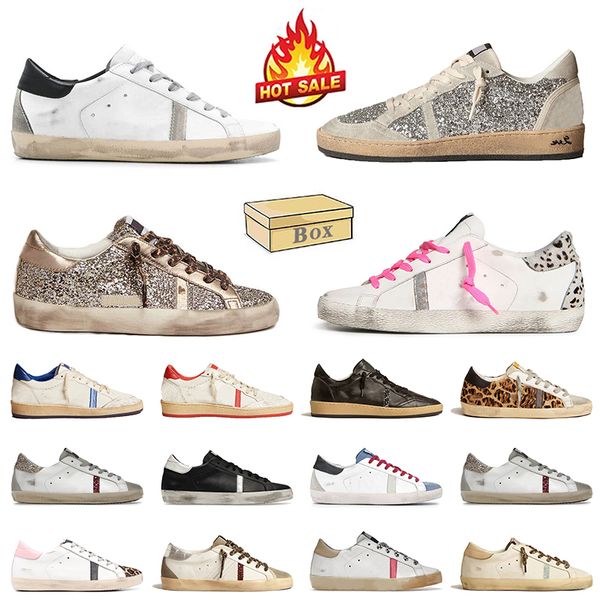 With Box Fashion Designer Casual Shoes Luxury Women Mens Ball Star White Leather Black Pink Silver Glitter Platform Vintage Sneakers dhgate