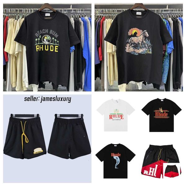 free shipping rhude shirt rhude t shirt rhude shorts mens designer tshirt graphic tee shirt designer shirts summer short sleeve tracksuit se