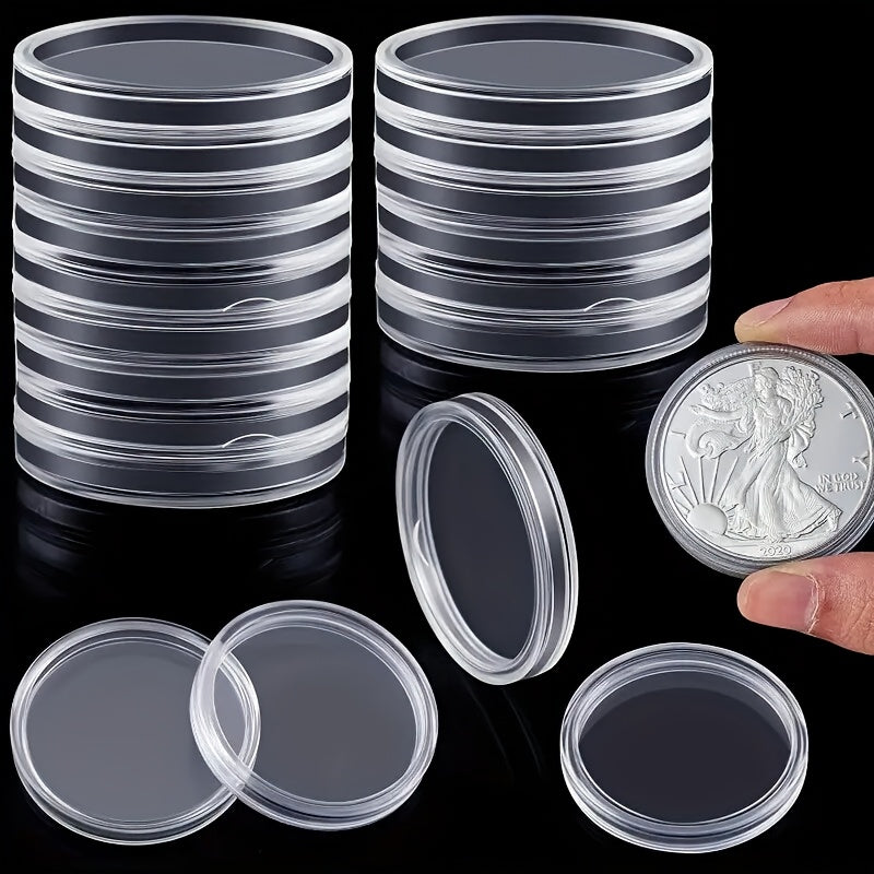 TEMU 20pcs Of Silver Dollar Coin Box, 40.6mm Silver Bar Capsule Box, Coin Capsules For Coin Collection Of Silver Bars, Round