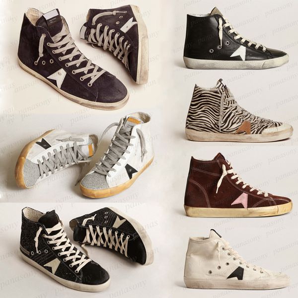 New Release francy Star HighTop Sneakers from Italvs Best Brands super star Fashionable Gold Glitter with Classic White DoOld Dirty Designer