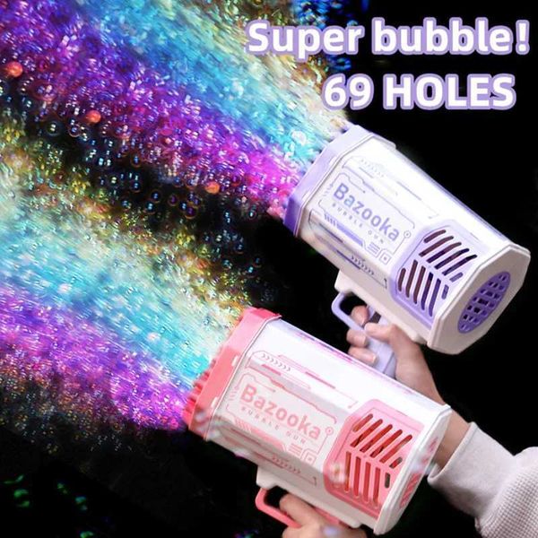 Soap Bubbles Gun Rocket 69 Holes Bubbles Machine Gun Launcher Automatic Blower Childrens Gift Soap Toys Pompeos ToysW240902