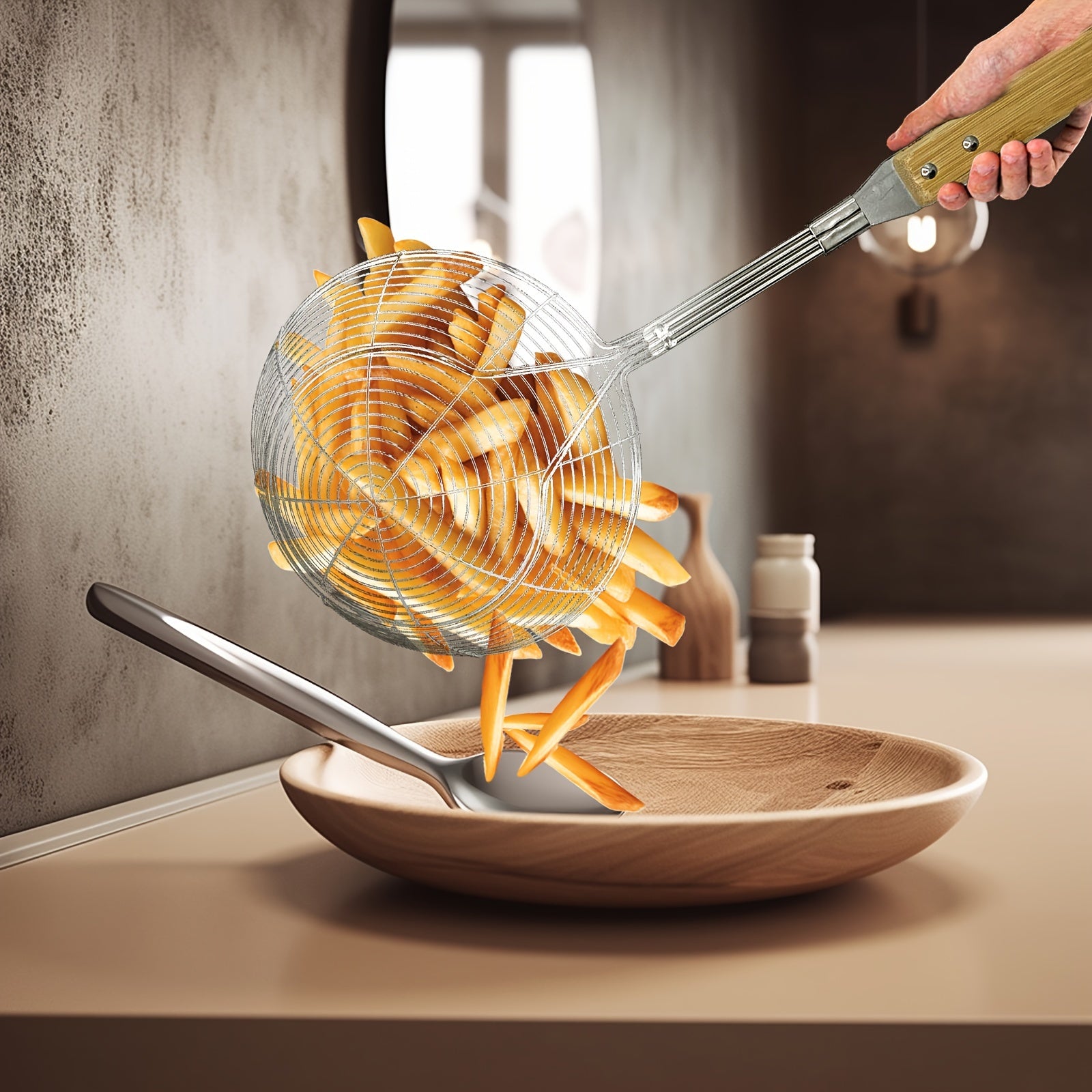 TEMU Vivicreate 7 Strainers Steel Colanders Spider Strainer Spoon For Sift Vegetables Pastas Tea