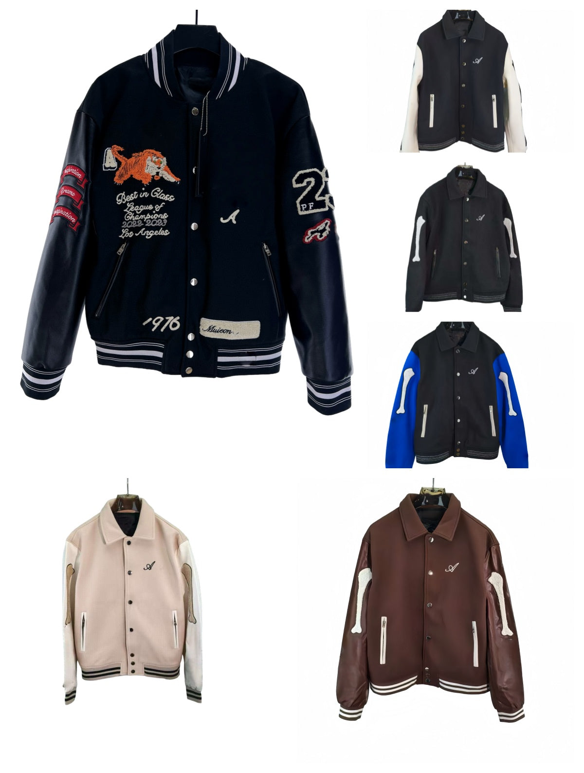 Fashion mens green black Jacket Classic Man Luxury Jackes bone letters Embroidery stitching Men coats Baseball Stylsh Streetwear Outerwear