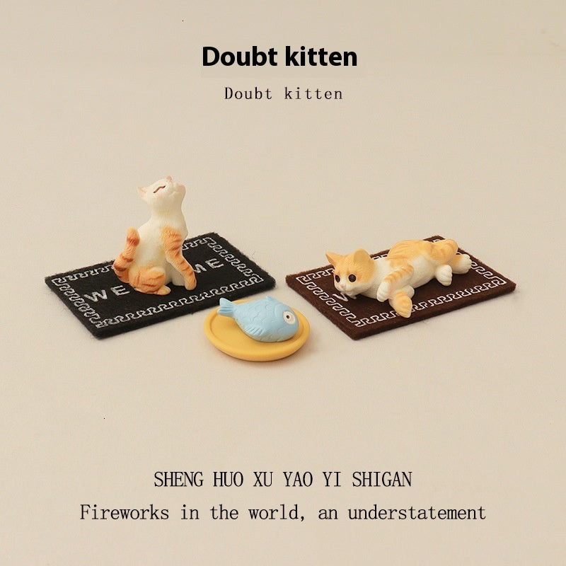 Creative Cute Kitten Mini Plate Simulation Small Fish Baby House Floor Mat Landscape Accessories Desktop Decoration Ornament