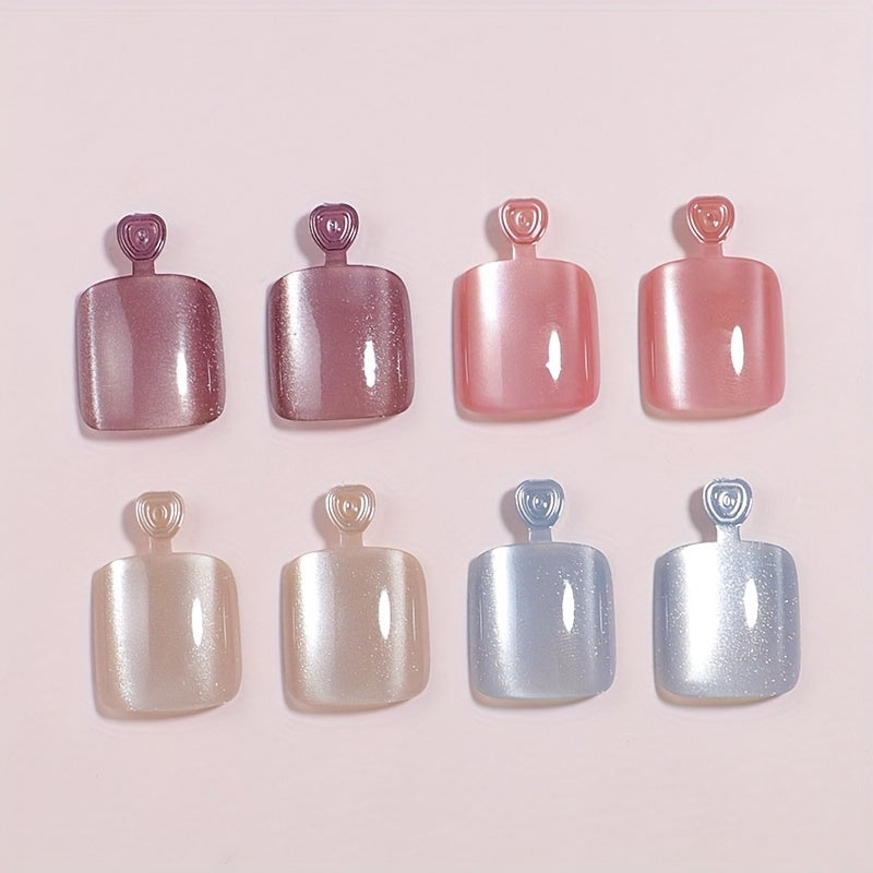 TEMU 96pcs Eye & -on Toenails - Square Short Fake Nails With Glossy Finish, Pink & Nude Shades For , Japanese-korean , Cute Nails, Manicure
