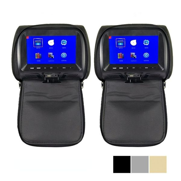 7 2pcs-set Universal inch Touch Screen Car Video Monitor MP5 Player Headrest Monitor Support FM transmitter-AV-USB-SD Input Built in Speaker