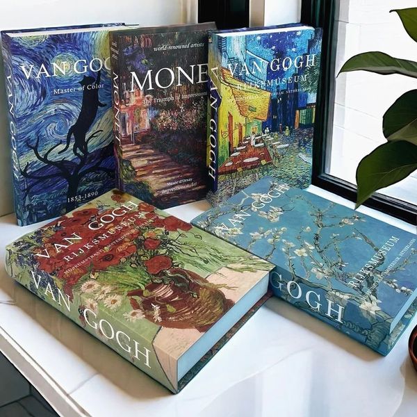 Van Gogh Monet Book Storage Box Abstract Decorative Books Coffee Table Living Room Interior Home Decoration Ornament 250117