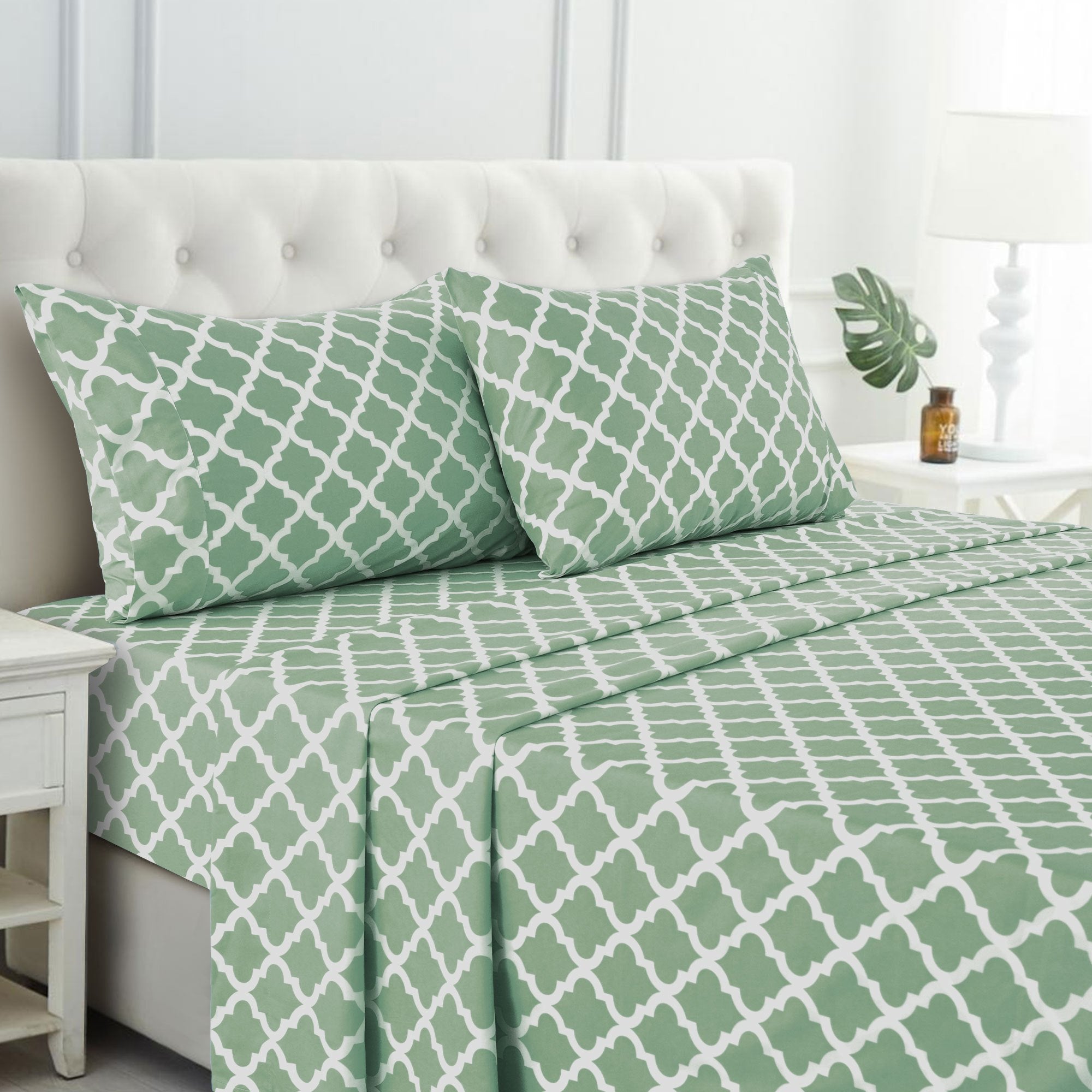 TEMU 4 Pieces Bed Sheets - Stylish Set - Hotel Friendly Cooling Sheets & Pillowcases Without Filler - With 16 Inches Deep Pocket - Brushed Microfiber