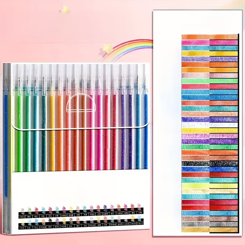 TEMU Color-changing Flash Pen Quicksand Sparkle Pen Aurora Sparkle Pen Pen 36 Color Marker Hand Book Painting