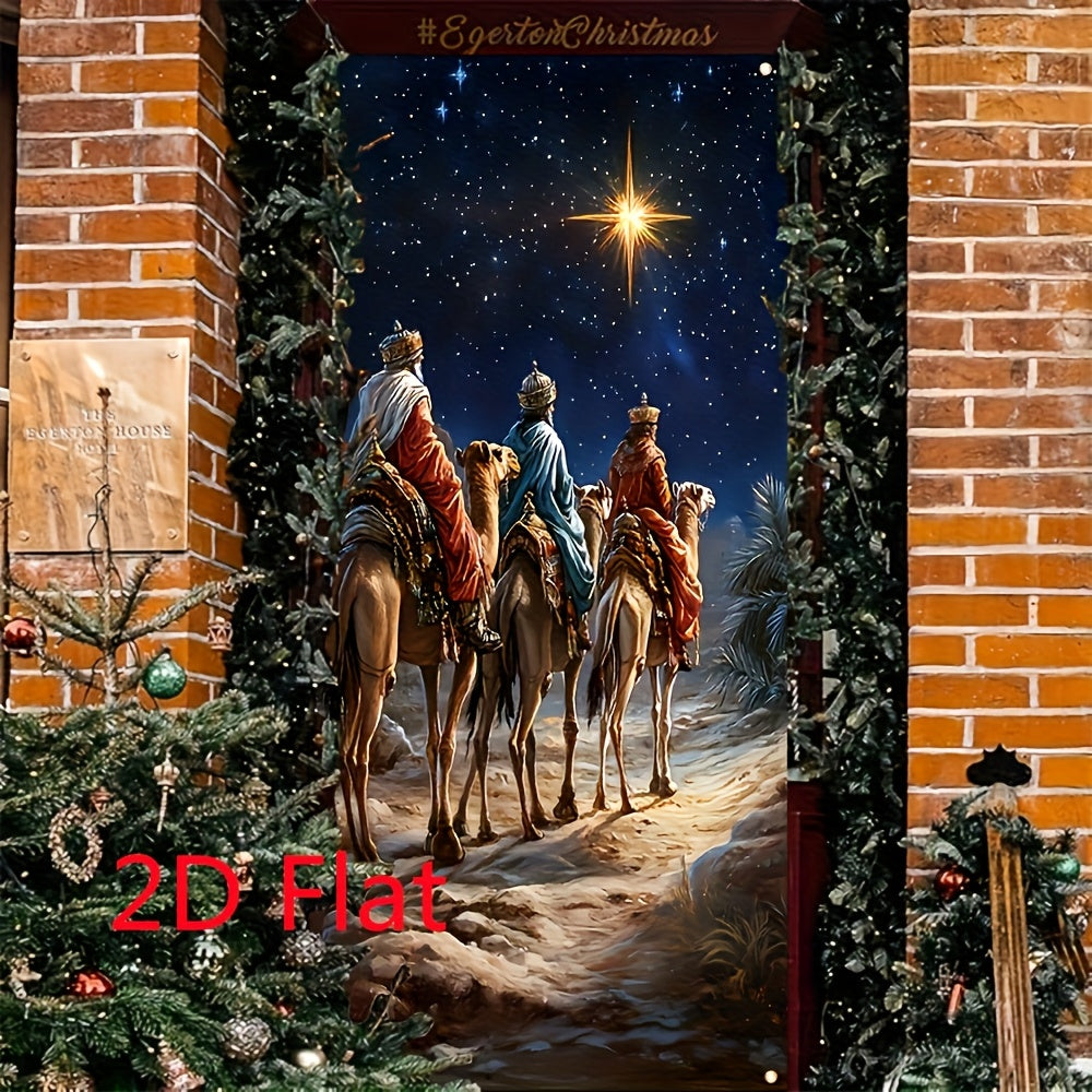 TEMU 2d Door Banner, 1pc Vintage Christmas Door Banner - & Star Of Nativity Scene, Attire - No Electricity Needed, Farmhouse Porch Decor,