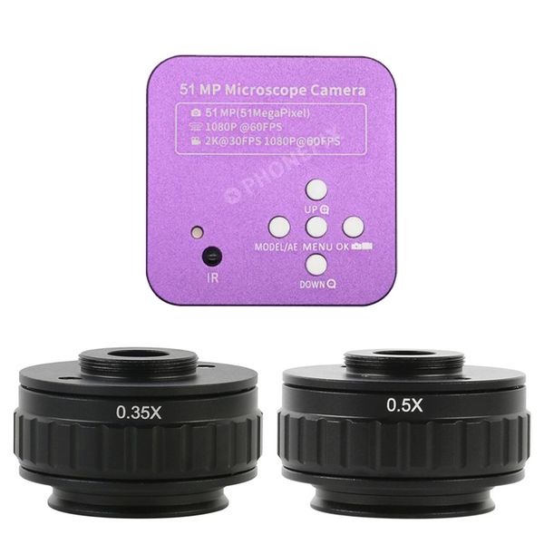 51MP 48MP 4K 1080P HDMI USB Video Camera CTV 0.35X 0.5X C-mount Camera Adapter for Simul Focal Zoom Trinocular Stereo Microscope