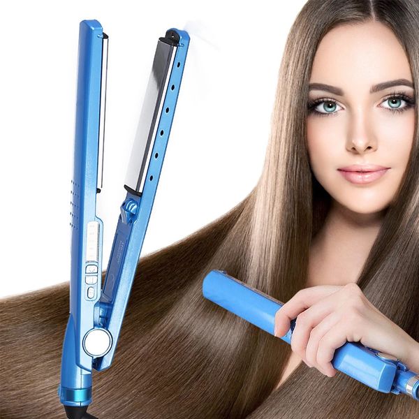 Ceramic Hair Straightener - Professional Flat Iron 450°F, 16-20mm Plates, Temperature Control, Black