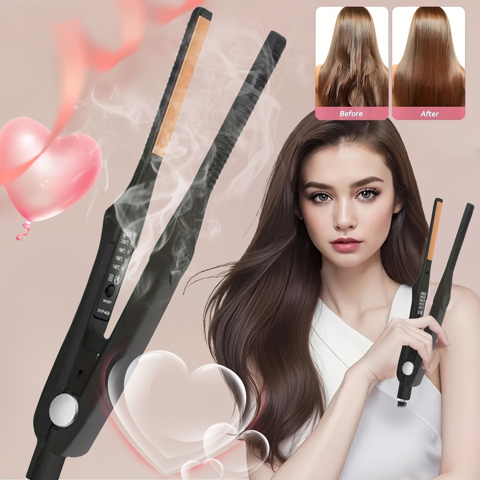 TEMU 2 In 1 4 Adjustable Hair Straightener Curler, Fast Curler Tool For Salon Wave Hairstyle Holiday Gift, Christmas Gift, Birthday Gift