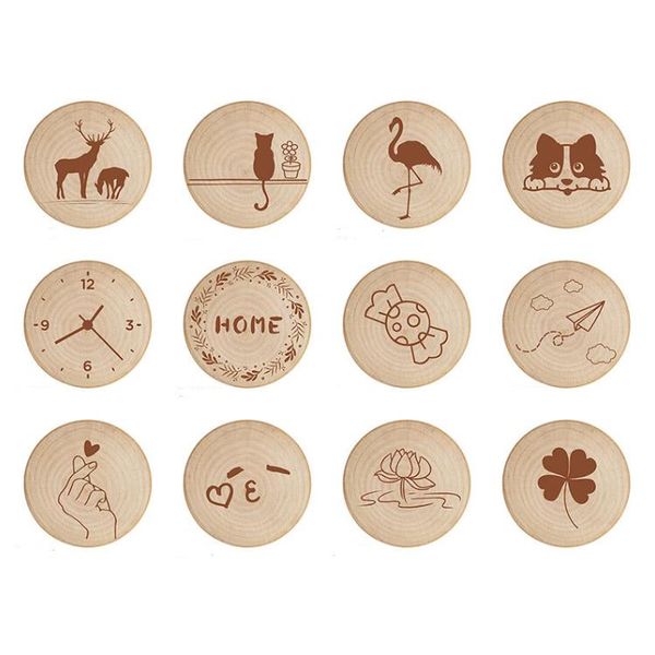 Blank DIY Wooden Round Shape Beer Bottle Opener Coaster Fridge Magnet Decoration Magnetic Refrigerator Magnets 12 Style SN5234