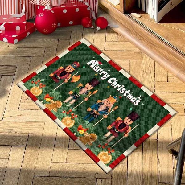 Vikama Nutcracker Christmas Floor Mat Decoração de férias de férias Carpette de carpete Anti -Slip Kitchen Lobby Balcony Floor Entrance Hors