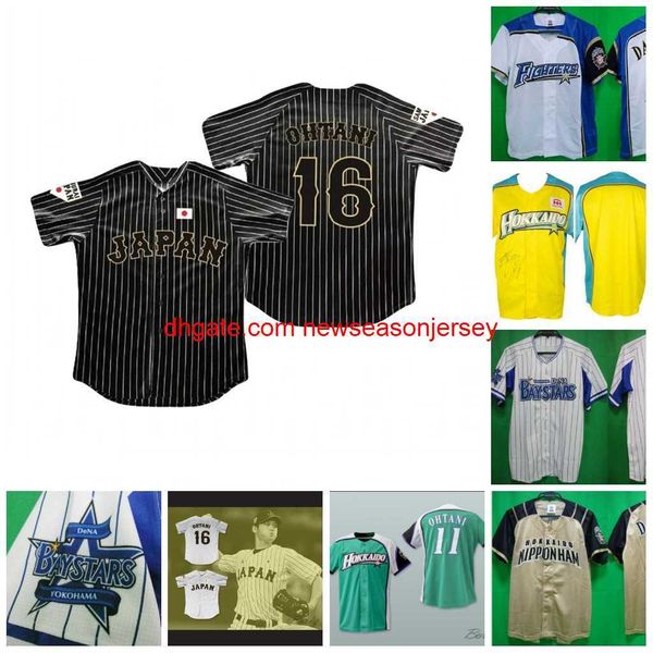 Hokkaido Nippon Ham Fighters Throwback Baseball Jersey - Shohei Ohtani Darvish 2024 Samurai Japan Black Pinstripe Custom