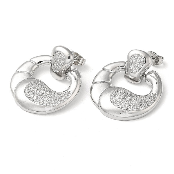 Boucles d'oreilles pendantes doubles en laiton de maïs avec zircone cubique