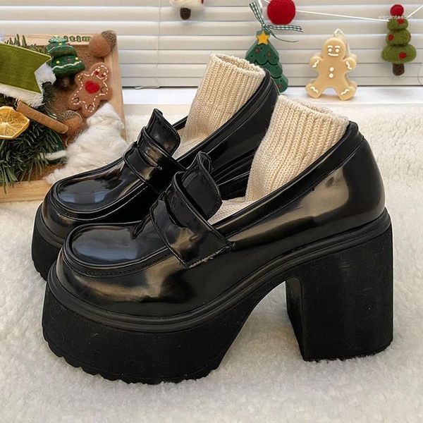 Dress Shoes High Heels Loafers Women Retro Chunky Pumps Woman Uniform College Platform Mary Jane Ladies