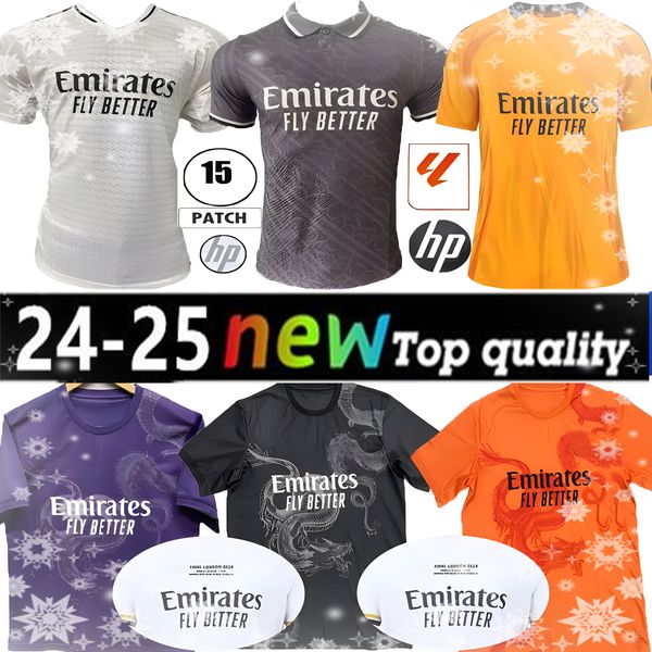 24 25 BELLINGHAM Soccer Jersey VALVERDE VINI JR Madrids 2024 2025 RODRYGO 9 10 MBAPPE Fan Player version dragon 15 cups Football shirts kit
