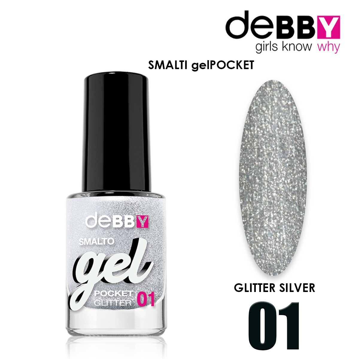 Debby pocket gel polish 01 glitter sølv