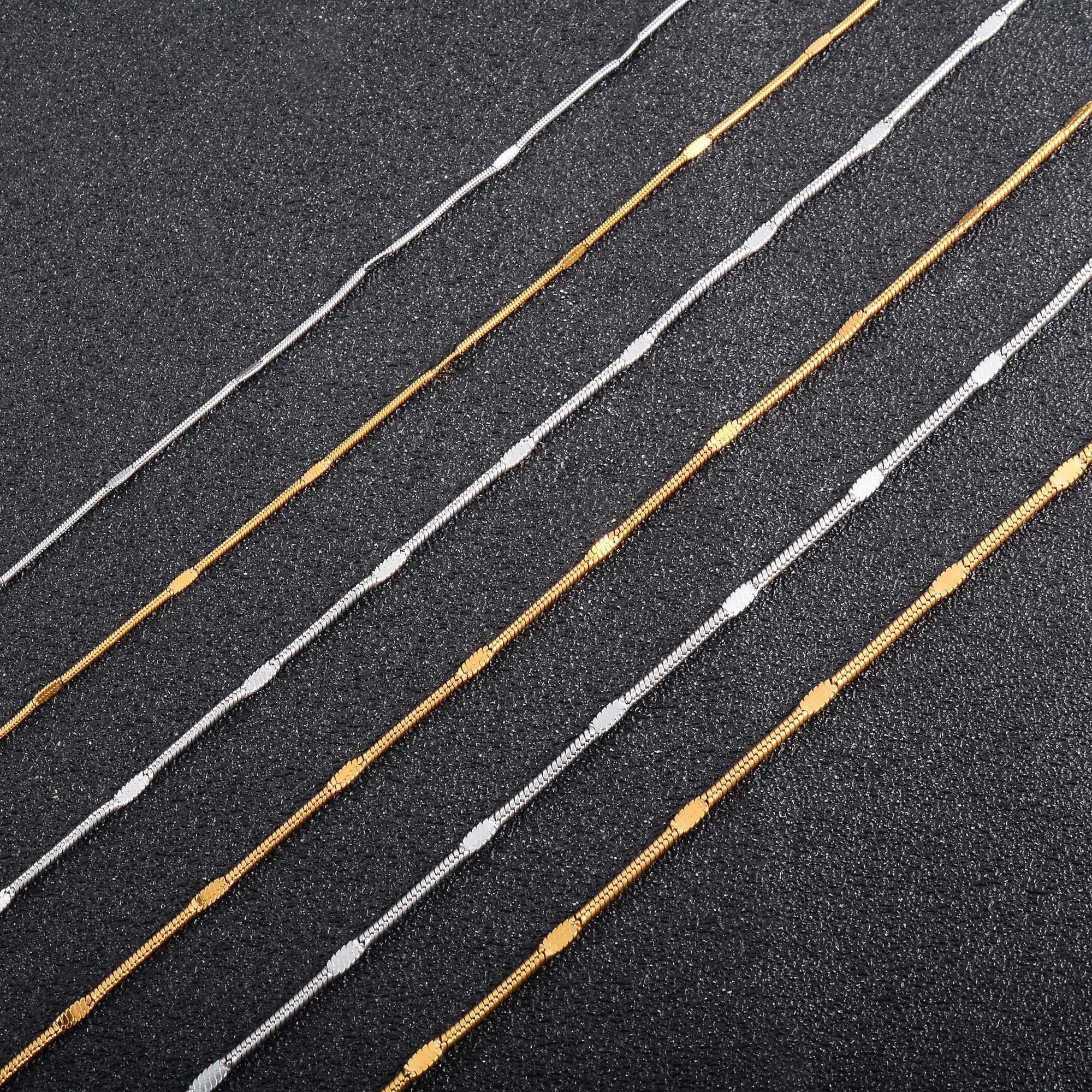 Men Round Snake Chain Press Polish Stainless Steel Thin Necklace for Women Ladies Choker Gold-Silver Color Jewelry AccessoriesX240919