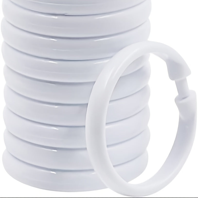TEMU 12pcs White Plastic Shower Curtain Rings, Closure Shower Curtain