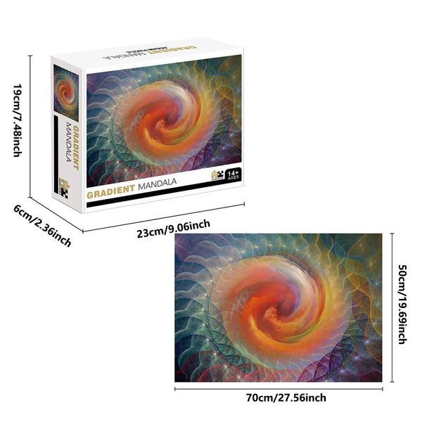 Puzzles 1000 Pieces Gradient Mandala Jigs Puzzle Home Decor Adults Puzzle Games Family Fun Floor Puzzles Educational Toys for Kids