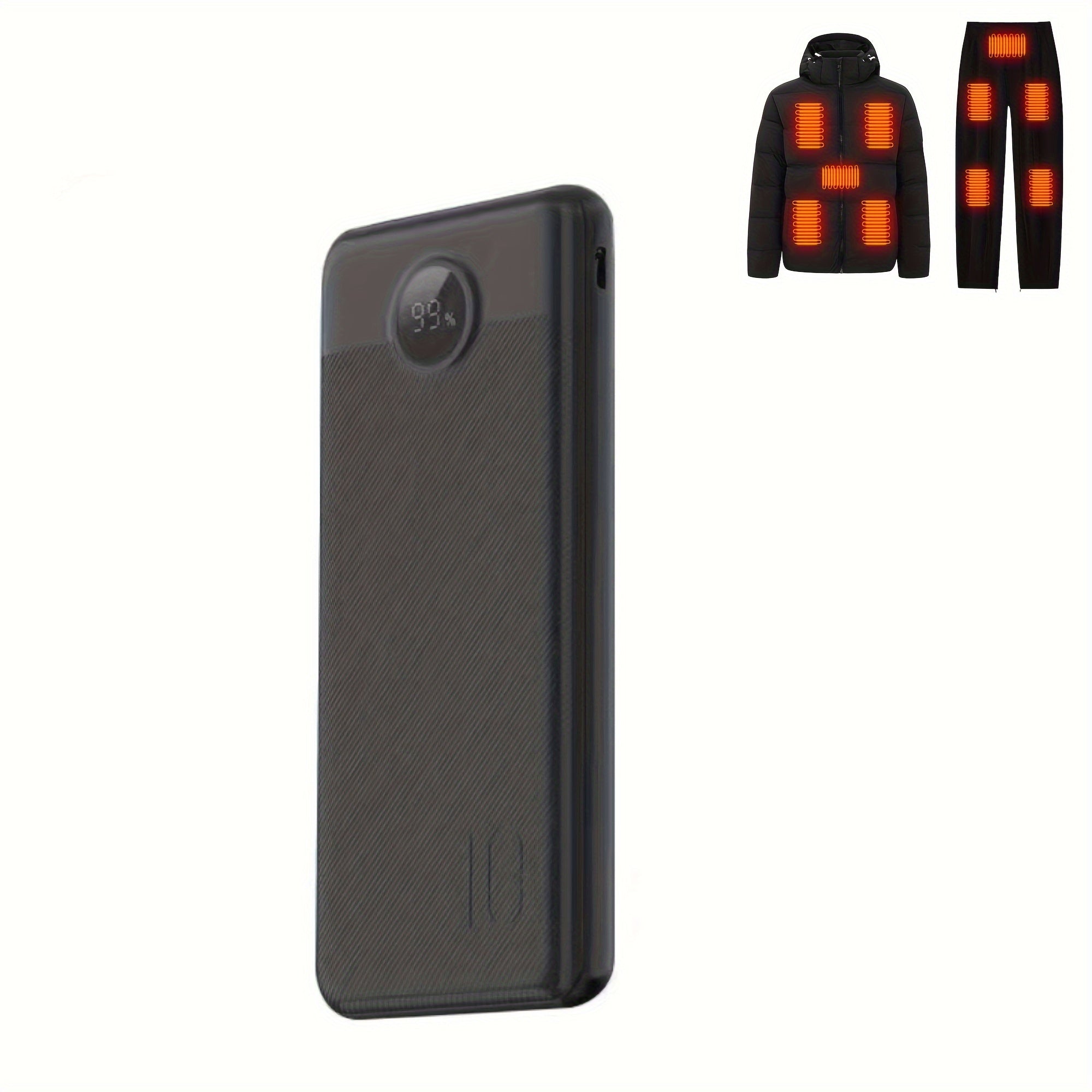 TEMU Battery Pack For Heated Vests And Jackets, 10000mah 5v 3a Power Bank Portable Charger With Usb-c Input-output For Smartphones, Tablets, Heated