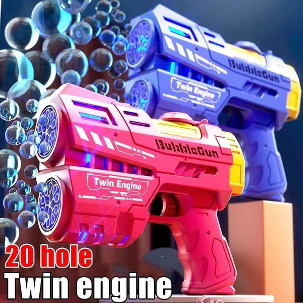 20 hole childrens bubble machine handheld Gatling dual hole light electric fully automatic leak proof toy suitable for boys and girlsW240902